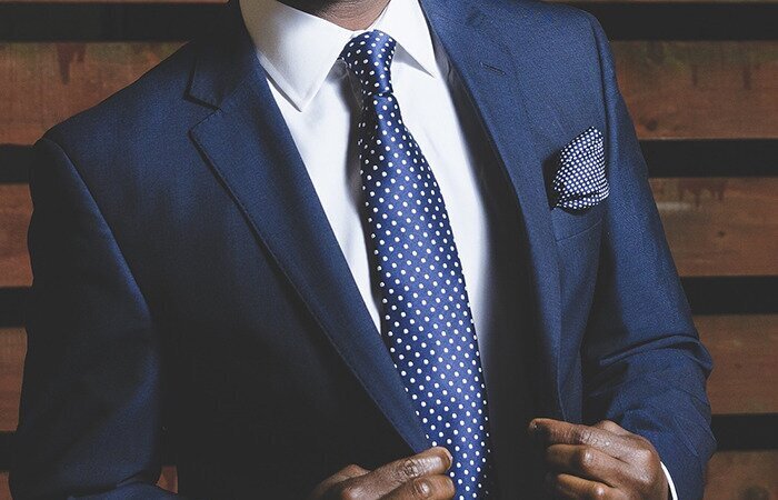 Man Wearing Blue Suit