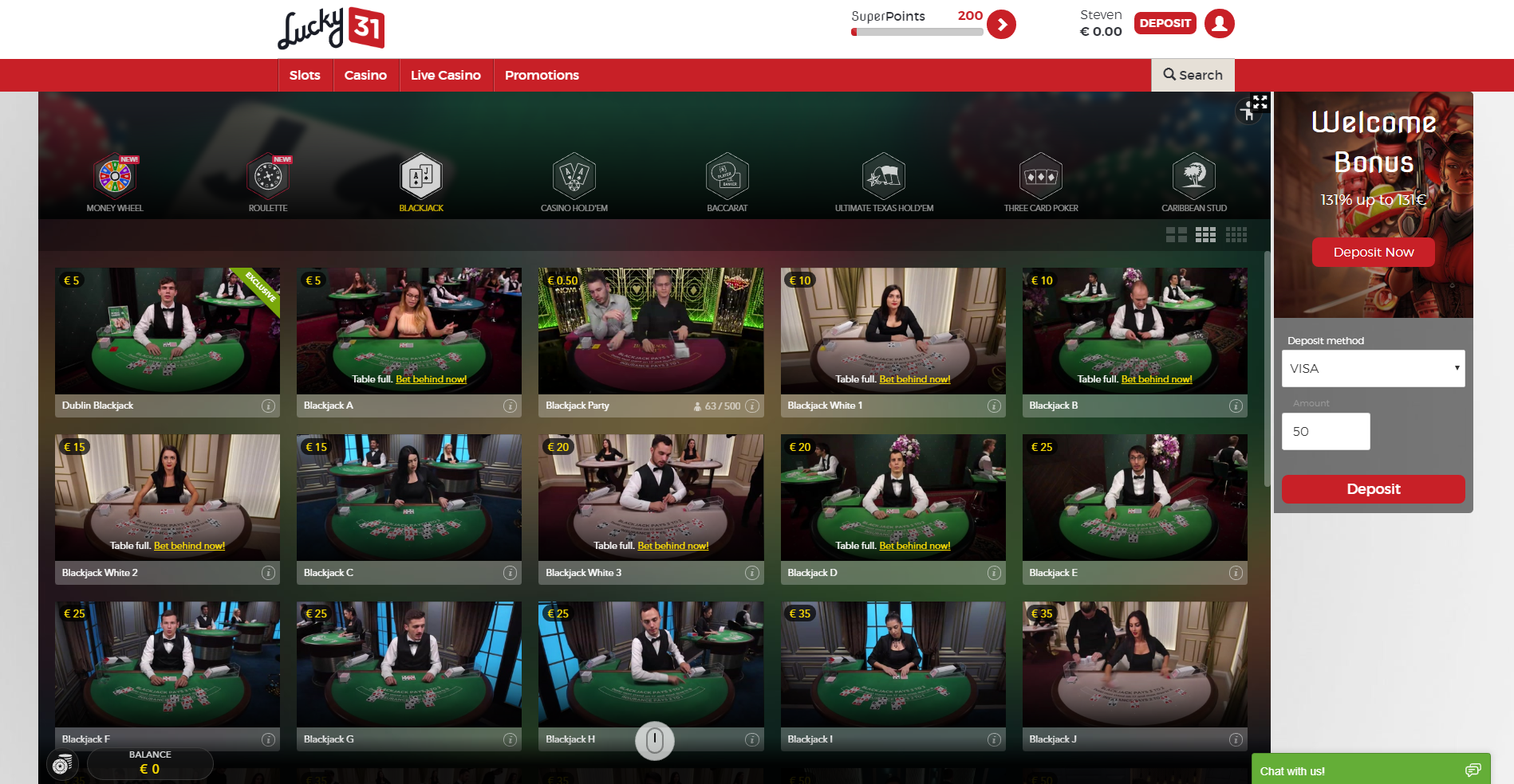 Blackjack pour de l'argent réel