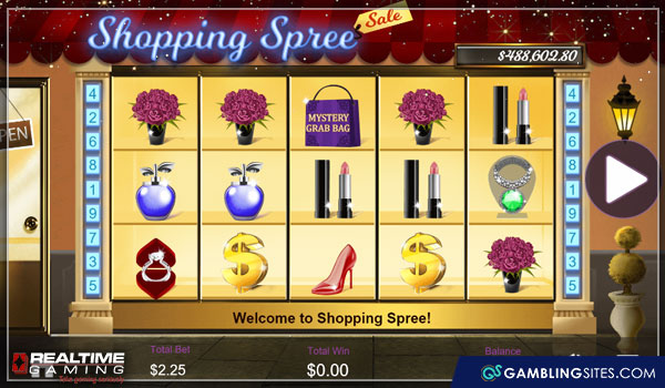 The Shopping Spree slot screen.