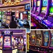 Small collage of video slot machines in Las Vegas