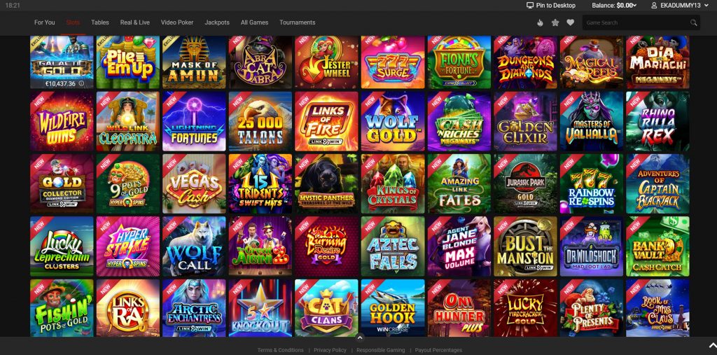 Slots Section on Royal Vegas Casino