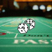 Animated dice on craps table