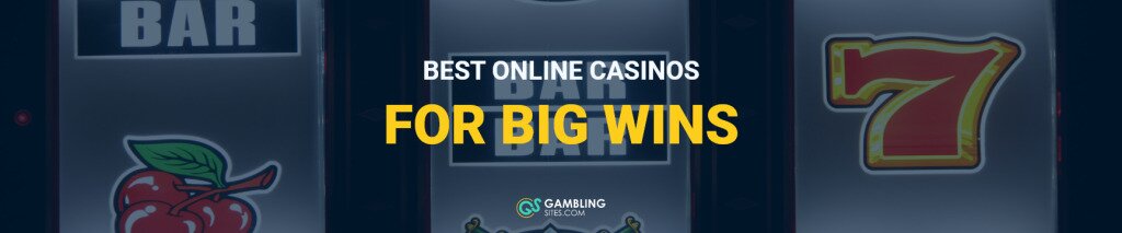 Best Online Casinos for Big Wins text centered, slot image in background