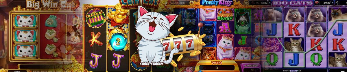 Cat graphic centered, kitty slots from various gambling games