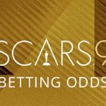 95th Oscars graphic with statues and Betting Odds text, Everything Everywhere All At Once and The Banshees of Inisherin graphics