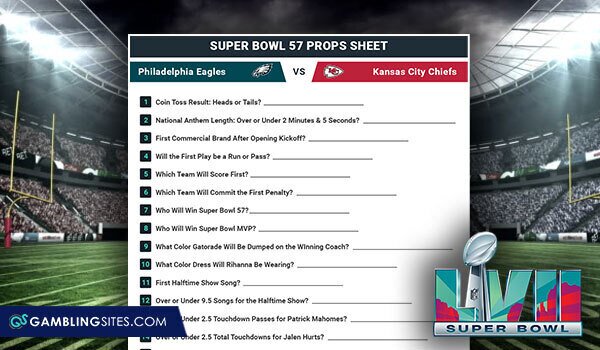 Super Bowl Prop Bets Printable Sheet Image to u