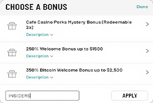 Cafe Casino Bonus