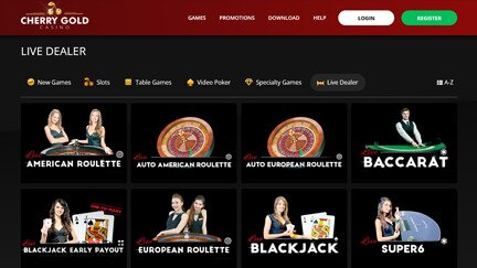 Live dealer games at Cherry Gold Casino