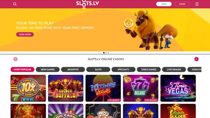 Homepage at Slots.lv