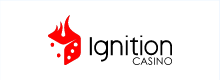 Ignition Casino logo, black text and red icon on a white background