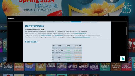 Promotions page at Sloto Cash Casino