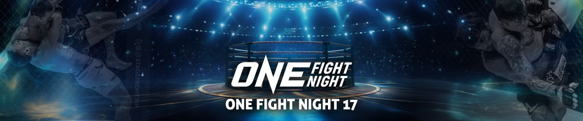 One Fight Night 17 text centered, One Fight Night logo with UFC ring in background