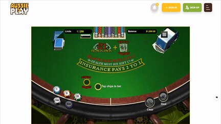 Aussie Play blackjack screen shot