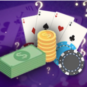 Money with various casino graphics