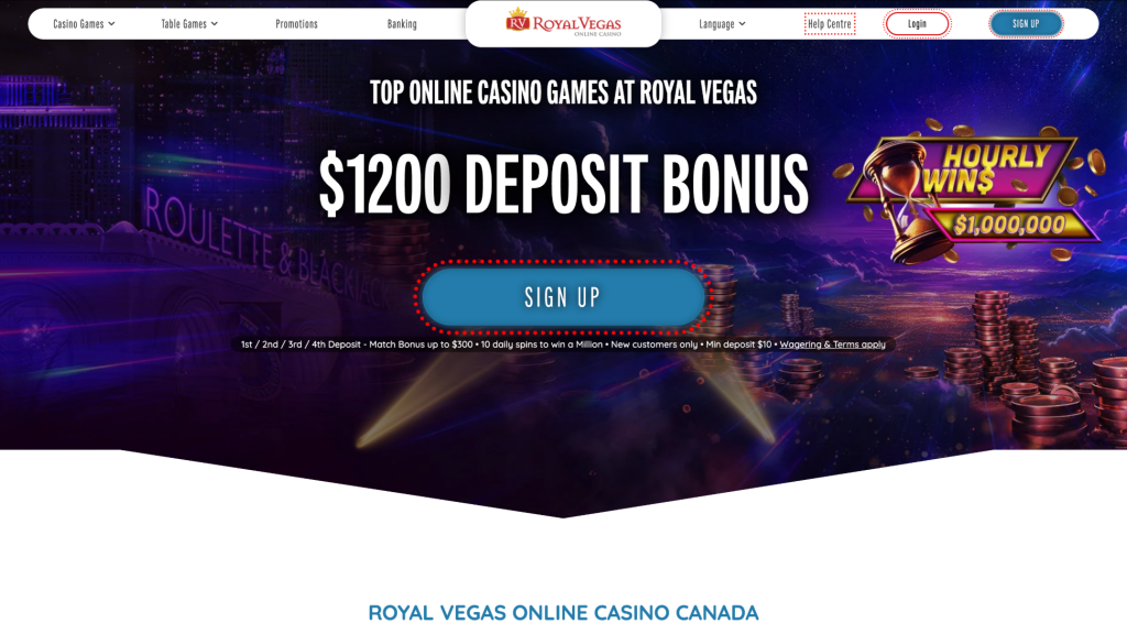 Royal Vegas home page