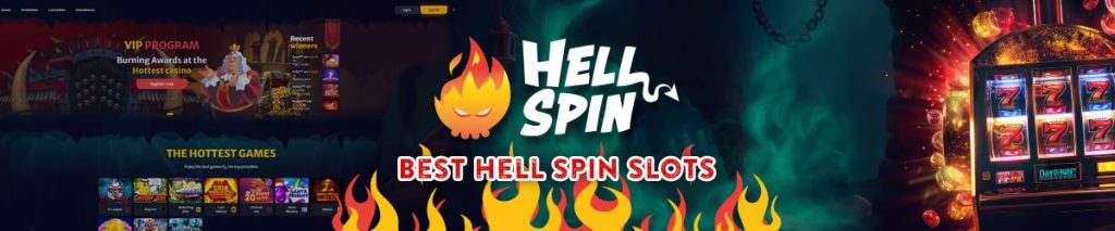 Best Hell Spin Slots with Hell Spin logo centered with homepage in the background