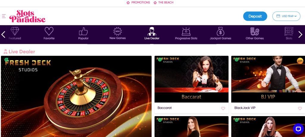 slots paradise live dealer