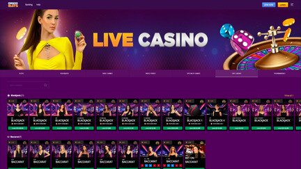 Live casino lobby at SuperSlots