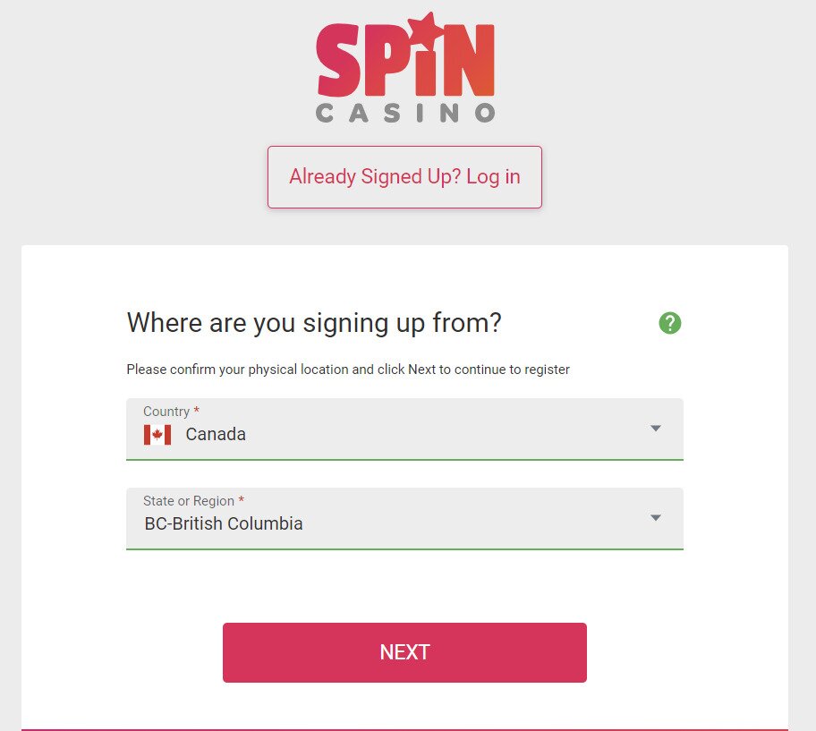 spin casino login