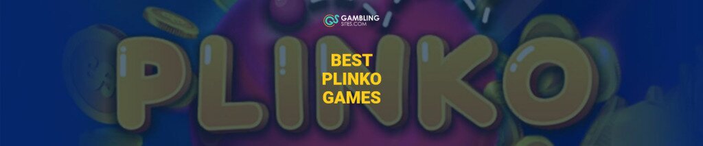 Best Plinko Games text centered, Plinko game logo in background