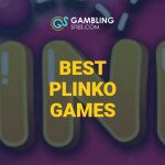 Best Plinko Games text centered, Plinko game logo in background