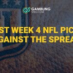 Week 4 NFL Picks Against the Spread text centered, football image in background