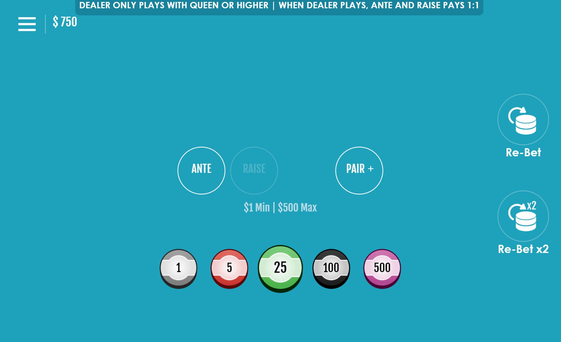 new round three card poker