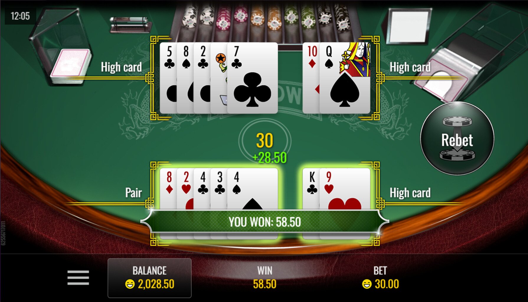 pai gow reveal hand