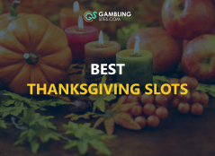 Best Thanksgiving Slots text centered, thanksgiving imagery in background