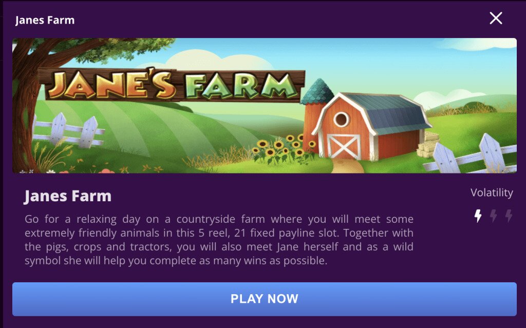 Janes Farm game from Super Slots