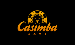 Casimba logo, text and a lion symbol on a black background