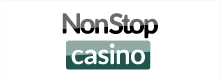 NonStop Casino logo, black and white text over a green box and a white background