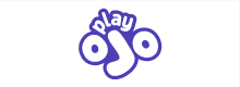 PlayOJO logo, purple and white text on white background