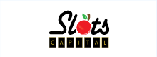 Slots Capital logo, red cherry with black text on white background