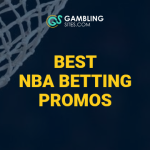 Best NBA Betting Promos text centered, basketball going through hoop in background