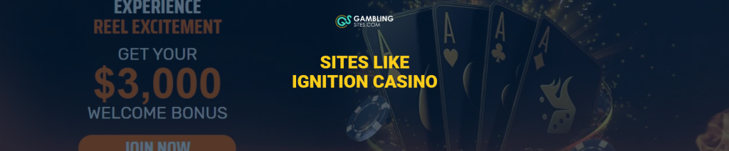 Sites Like Ignition Casino text centered, Ignition Casino home page image in background