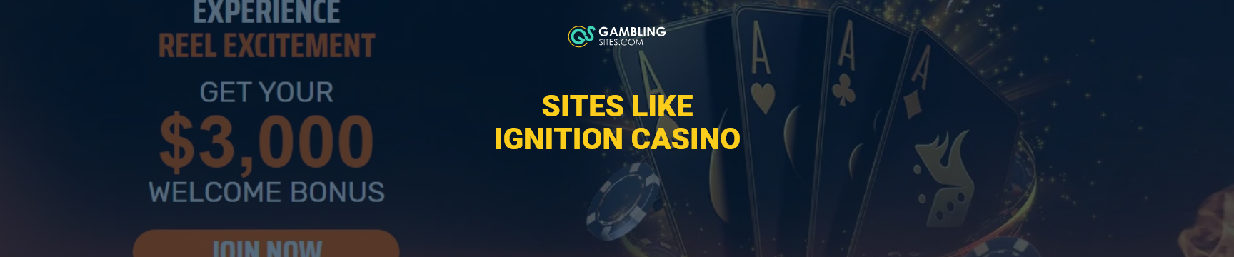 Sites Like Ignition Casino text centered, Ignition Casino home page image in background