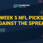 Week 5 NFL Picks Against the Spread text centered, betting imagery in background