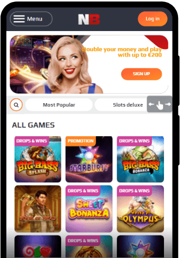 NetBet lobby on a mobile device