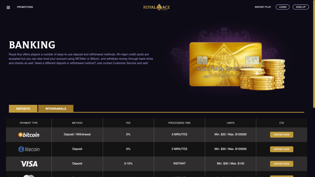 Royal Ace Casino banking