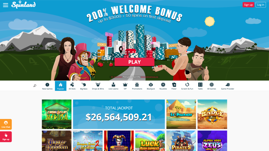 spinland casino_homepage