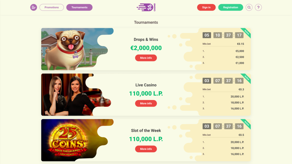 Yoyo casino tournaments