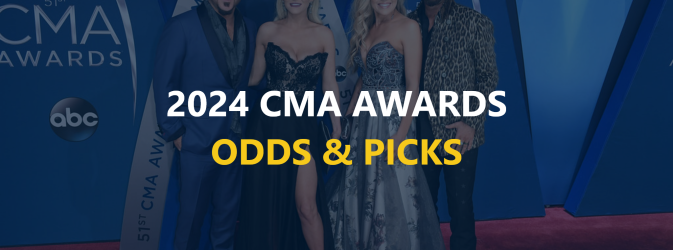 2024 CMA Awards Odds & Picks text centered, cma awards image in background