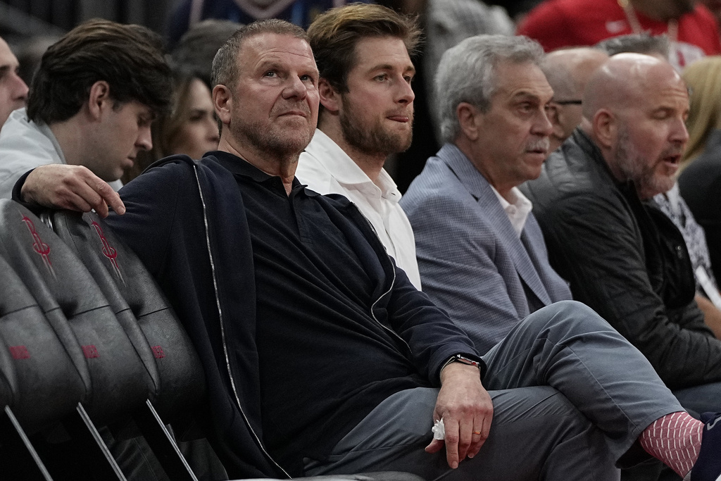 Houston Rockets owner Tilman J. Fertitta watches his team during the third quarter of an NBA basketball game against the Portland Trail Blazers, Wednesday, Jan. 24, 2024, in Houston. (AP Photo/Kevin M. Cox)