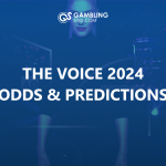 The Voice 2024 Odds & Predictions text centered, Gwen Stefani in background