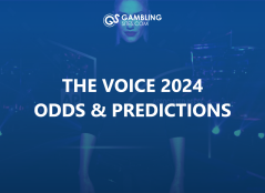 The Voice 2024 Odds & Predictions text centered, Gwen Stefani in background