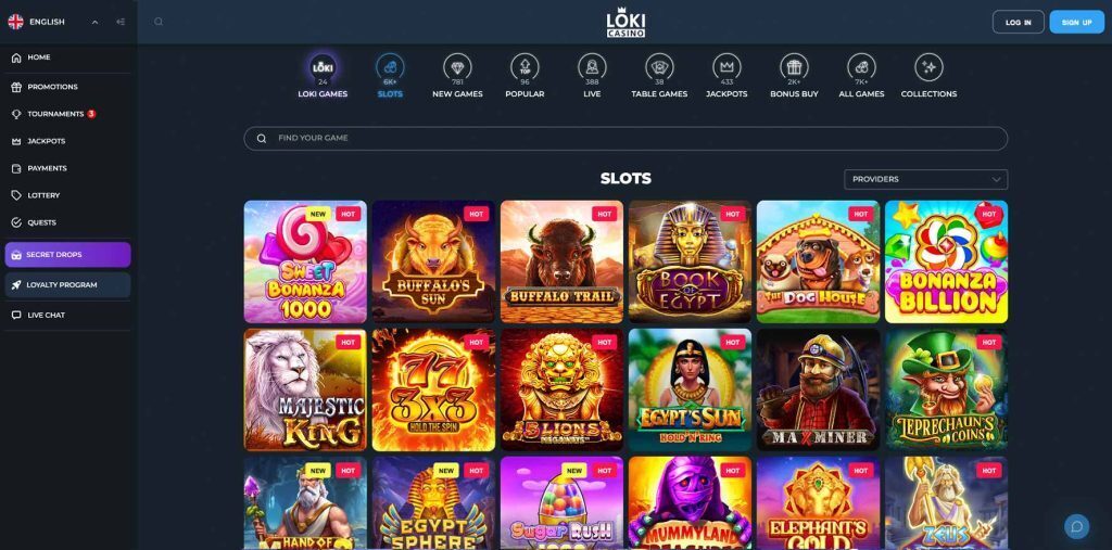 Loki Casino game lobby