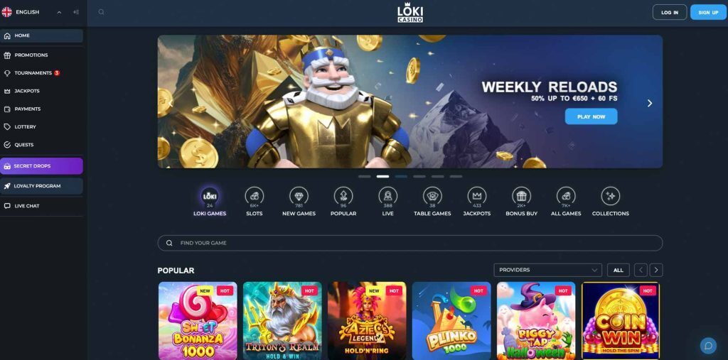 Loki Casino homepage