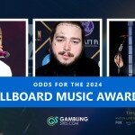 Odds for the 2024 Billboard Music Awards text centered, images from left to right of Kendrick Lamar, Post Malone, and Morgan Wallen