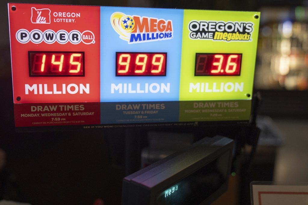 Mega Millions lottery sign at a store